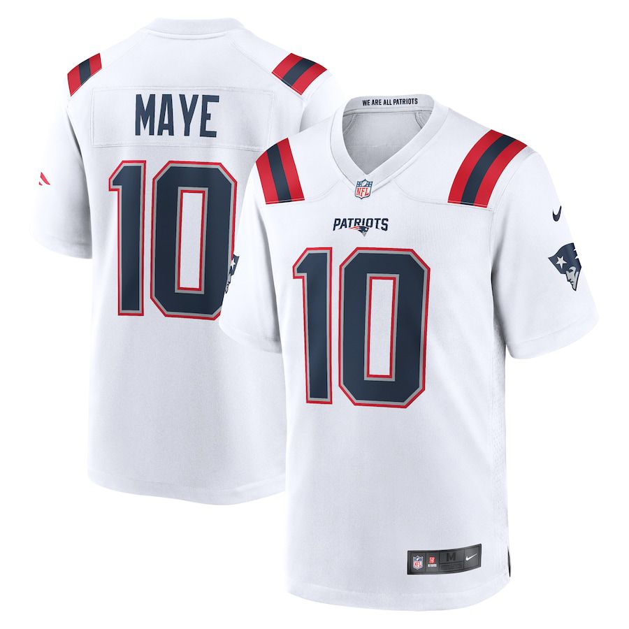 Men New England Patriots #10 Drake Maye Nike White 2024 NFL Draft First Round Pick Player Game Jersey->new england patriots->NFL Jersey